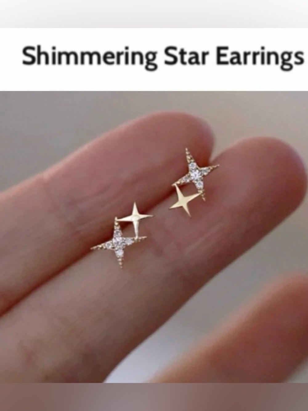 Shimmering Star Stud Earrings - Gold - Never Tarnish